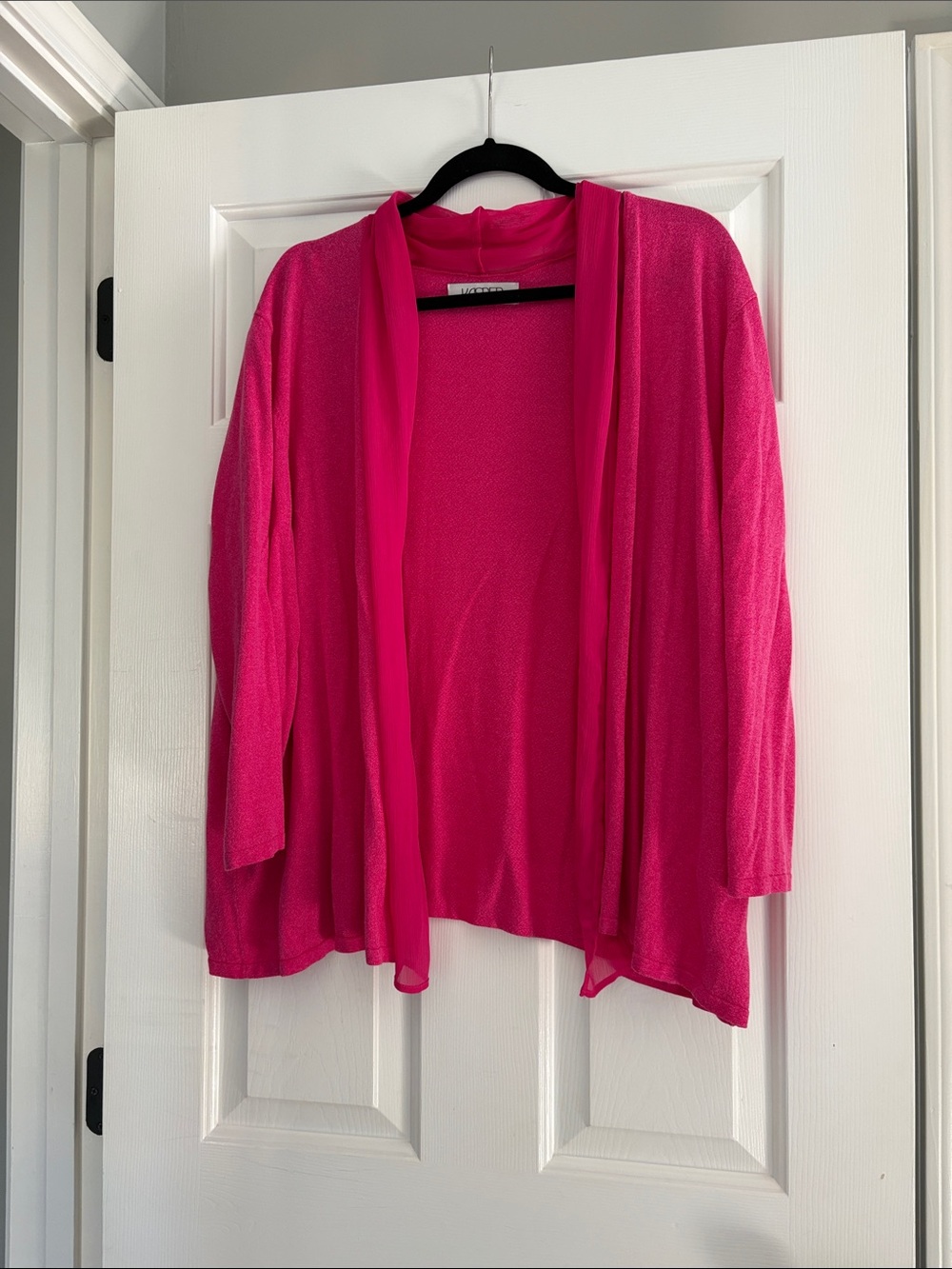 Kasper Vibrant Hot Pink Open-Front Cardigan Sweater